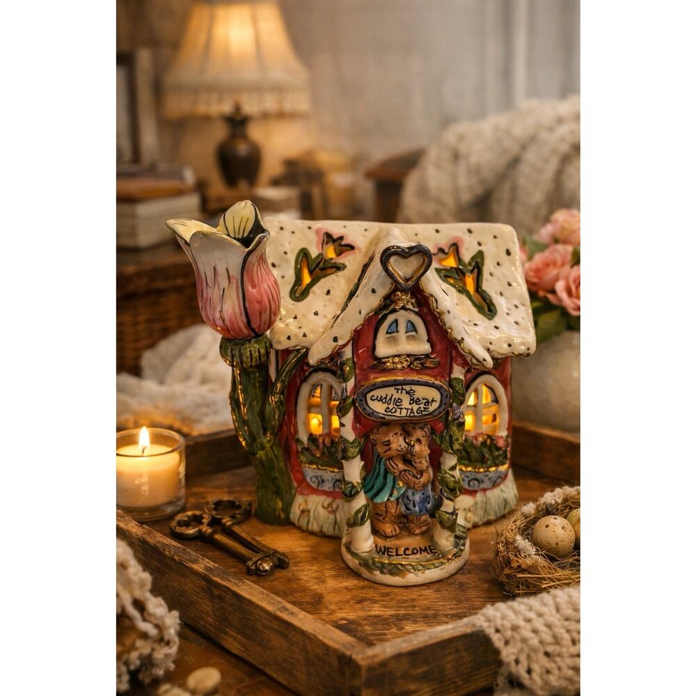 Whimsical Bear Cottage Ceramic House “Cuddle Bear Cottage” Repair